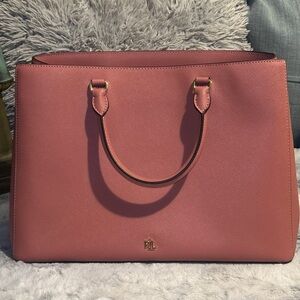 Lauren Ralph Lauren Crosshatch Leather Large Hanna Satchel